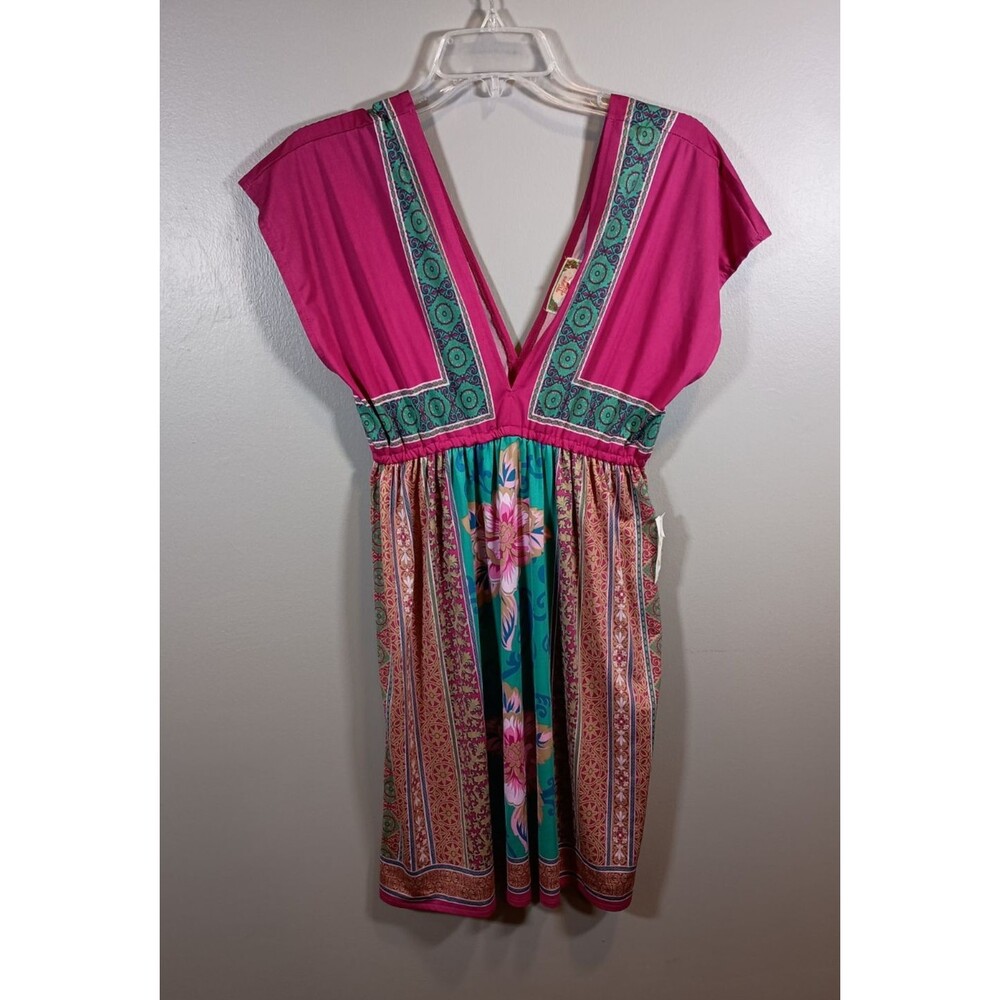 Flying Tomato Dress Deep V-Neck Size Medium Beach Resortwear Pink Pullover